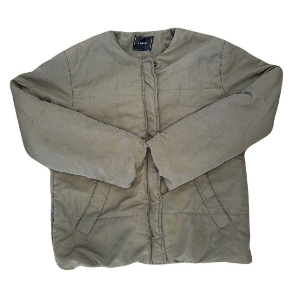 Rare L’espoir Japanese Quilted Streetwear Jacket - Olive Green - Size Medium